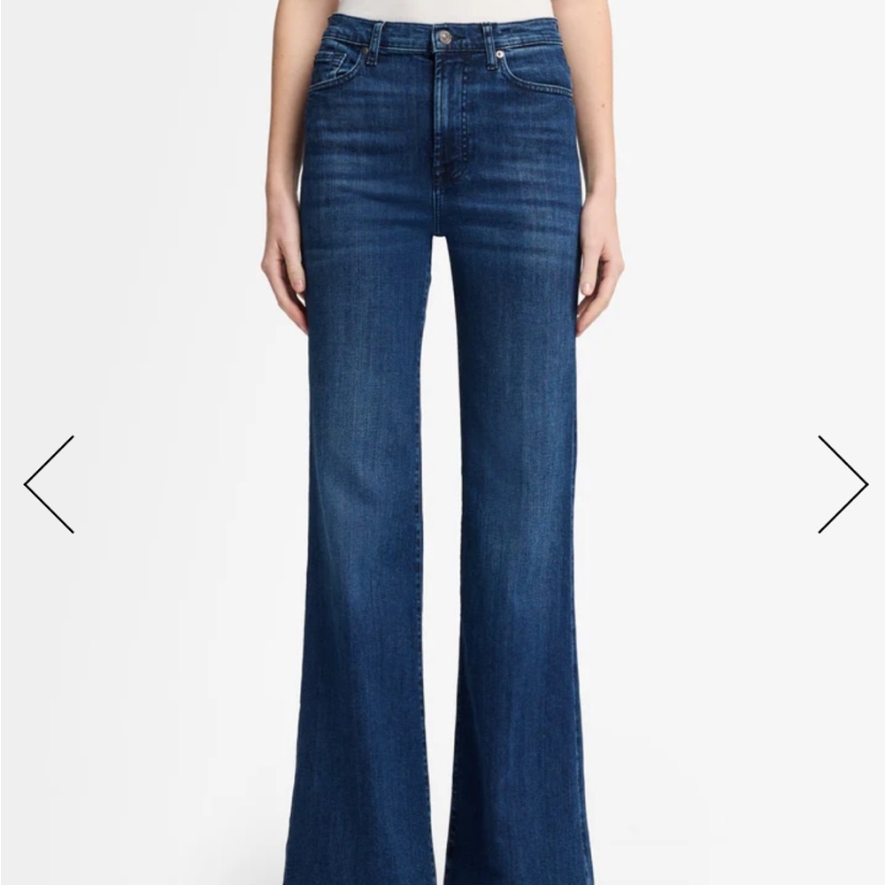 7 For All Mankind Dojo Flare Wide Leg Jeans — in Soho dark
